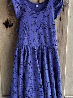 Girls' Purple Robot Print Dress Worthy Threads Stem Dress